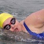 Anne Marie nears the end of another gruelling training swim in Sheephaven Bay.